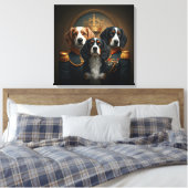 Aangepaste 3 huisdieren Portret: Royal Dog Portrai Canvas Afdruk (Insitu (Slaapkamer))