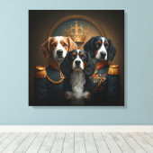 Aangepaste 3 huisdieren Portret: Royal Dog Portrai Canvas Afdruk (Insitu (Houten vloer))