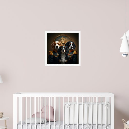 Aangepaste 3 huisdieren Portret: Royal Dog Portrai Poster (Kinderkamer 2)