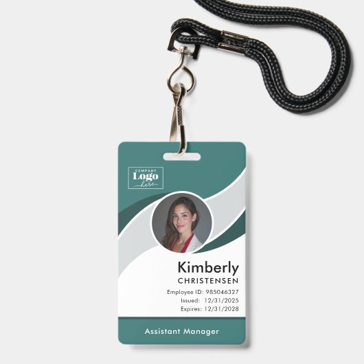 Aangepaste 3-kleur moderne bedrijfspas voor werkne badge (Voorzijde met lanyard)