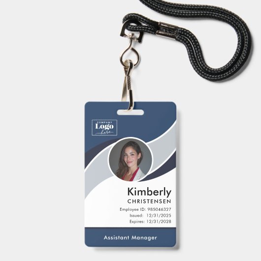 Aangepaste 3-kleur moderne zakelijke personeels-ID Badge (Voorzijde met lanyard)
