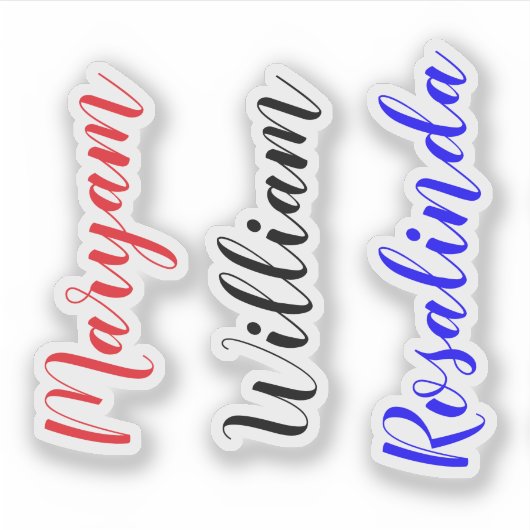 Aangepaste 3 namen, Tekstscript Waterfles Stickers (Voorkant)