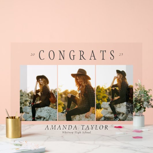 Aangepaste 3 Photo Collage Afstuderen Congrats Sig Acryl Bord (Huwelijk)