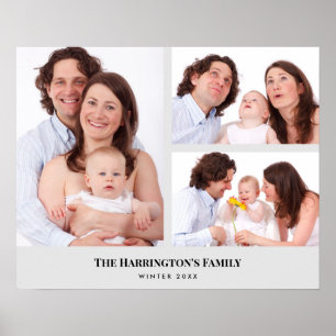 Aangepaste 3 secties familie foto collage rechthoe poster