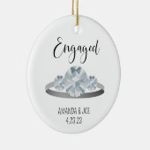 Aangepaste 3 stenen diamanten verlovingsring illus keramisch ornament (Rechts)