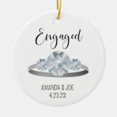 Aangepaste 3 stenen diamanten verlovingsring illus keramisch ornament (Voorkant)