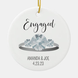 Aangepaste 3 stenen diamanten verlovingsring illus keramisch ornament