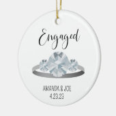 Aangepaste 3 stenen diamanten verlovingsring illus keramisch ornament (Links)