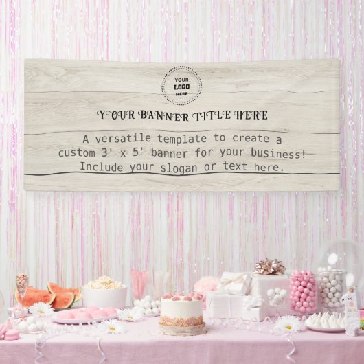 Aangepaste 3' x 5' Rustic Wood Business Banner (Feest)