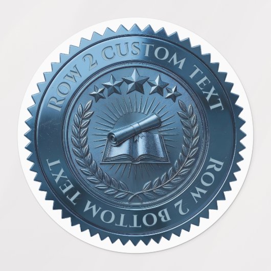 Aangepaste 3D bewerkbare Blauwe folie certificaat Labels (Design 2)
