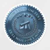 Aangepaste 3D bewerkbare Blauwe folie certificaat Labels (Design 1)
