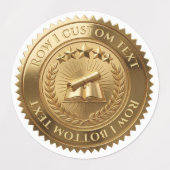 Aangepaste 3D bewerkbare gouden folie certificaat Labels (Design 1)