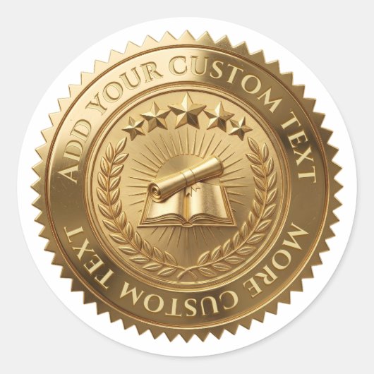Aangepaste 3D bewerkbare gouden folie certificaat Ronde Sticker (Voorkant)