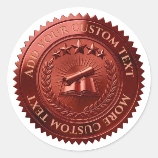 Aangepaste 3D bewerkbare rode folie certificaat ze Ronde Sticker (Voorkant)