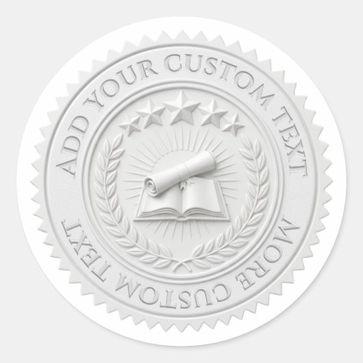 Aangepaste 3D bewerkbare witte wasfolie certificaa Ronde Sticker (Voorkant)