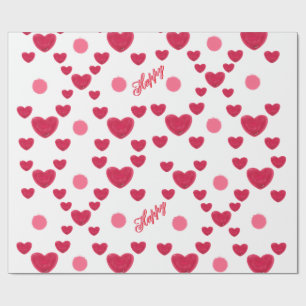 Aangepaste 3D Jelly Harten & Stippen Cute Patroon Cadeaupapier