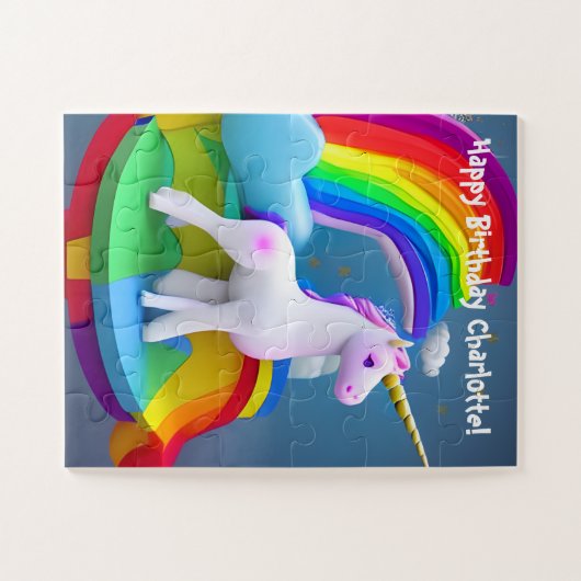 Aangepaste 3D-regenboog en Unicorn-Kinderen Legpuzzel (Horizontaal)