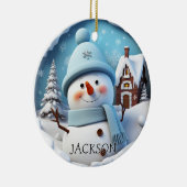 Aangepaste 3D Snowman Kerstversiering Keramisch Ornament (Rechts)