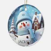 Aangepaste 3D Snowman Kerstversiering Keramisch Ornament (Links)