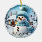 Aangepaste 3D Snowman Kerstversiering Keramisch Ornament (Voorkant)