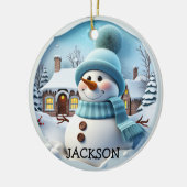 Aangepaste 3D Snowman Kerstversiering Keramisch Ornament (Links)