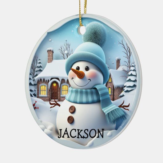 Aangepaste 3D Snowman Kerstversiering Keramisch Ornament (Links)