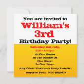 Aangepaste 3e verjaardag van kind Vuurbrandpartij Kaart (Achterkant)