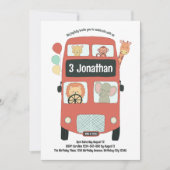 Aangepaste 3e Verjaardag Wild en Drie Safari Bus B Kaart (Voorkant)