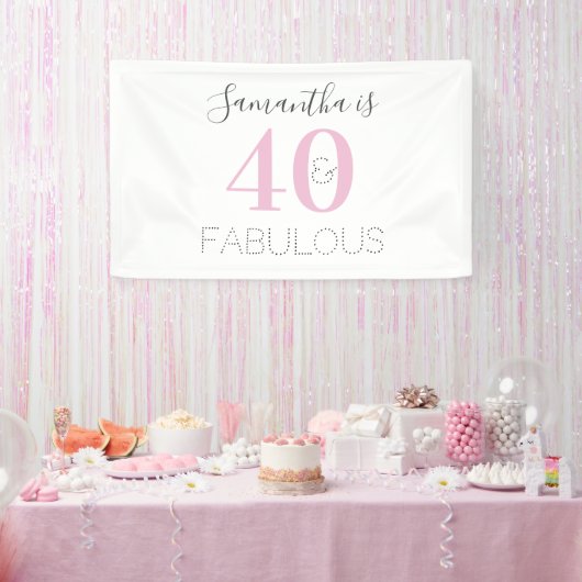 Aangepaste 40 en geweldige moderne roze verjaardag spandoek (Feest)