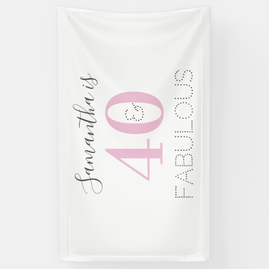 Aangepaste 40 en geweldige moderne roze verjaardag spandoek (Verticaal)