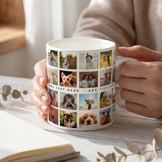 Aangepaste 40 x foto collage & tekst cadeau koffiemok