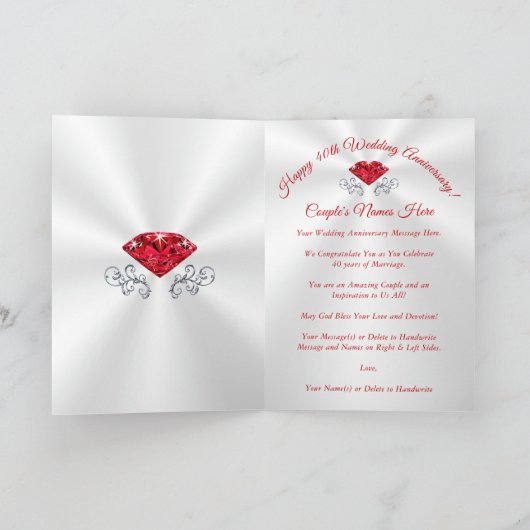Aangepaste 40e bruiloft Jubileum-kaarten 3 Grootte Kaart (Binnen)
