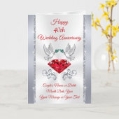 Aangepaste 40e bruiloft Jubileum-kaarten 3 Grootte Kaart (Gele Bloem)