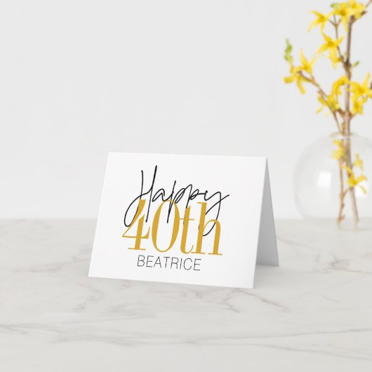 Aangepaste 40e Happy Birthday Kaart (Gele Bloem)
