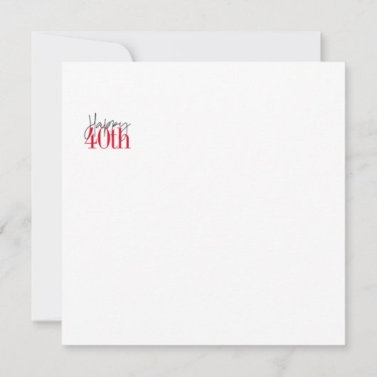 Aangepaste 40e Happy Birthday Kaart (Achterkant)