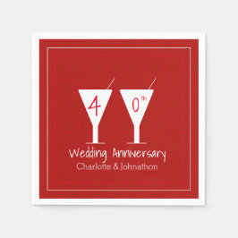 Aangepaste 40e Ruby bruiloft jubileum glas Servet