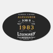 Aangepaste 40e verjaardag 1983 Naam legaal toevoeg Ovale Sticker (Voorkant)