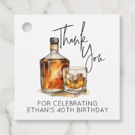Aangepaste 40e verjaardag Favor Tags Whiskey / Bou Bedankjes Labels