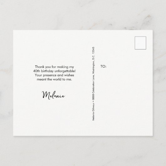 Aangepaste 40e verjaardag Gouden confetti Blush Ro Briefkaart (Achterkant)