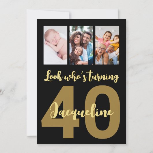 Aangepaste 40e verjaardag Gouden Moderne Foto Coll Kaart (Voorkant)