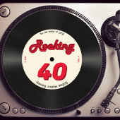 Aangepaste 40e verjaardag Retro Music Record Rocki Kaart