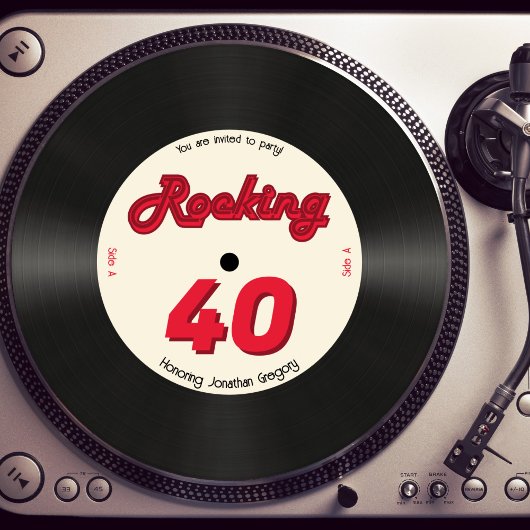 Aangepaste 40e verjaardag Retro Music Record Rocki Kaart