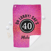 Aangepaste 40e verjaardag Roze afbeelding Golfhanddoek (Insitu)