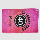 Aangepaste 40e verjaardag Roze afbeelding  Golfhanddoek (Horizontaal)