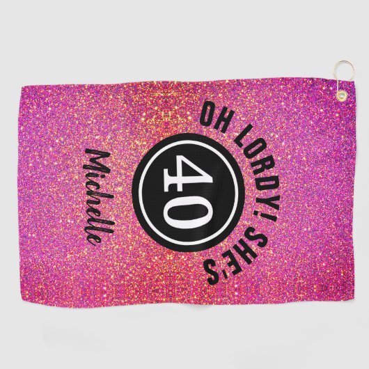 Aangepaste 40e verjaardag Roze afbeelding Golfhanddoek (Horizontaal)