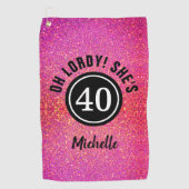 Aangepaste 40e verjaardag Roze afbeelding  Golfhanddoek (Voorkant)