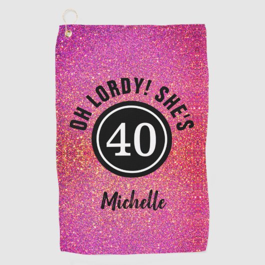 Aangepaste 40e verjaardag Roze afbeelding Golfhanddoek (Voorkant)