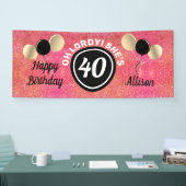 Aangepaste 40e verjaardag Roze ballonnen Spandoek (Beurs)