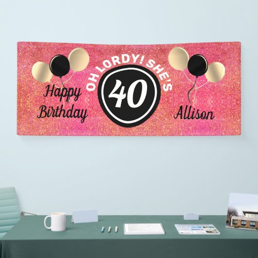 Aangepaste 40e verjaardag Roze ballonnen Spandoek (Beurs)