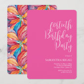 Aangepaste 40e verjaardag Uitnodigingen Fuchsia Ro (Voorkant / Achterkant)